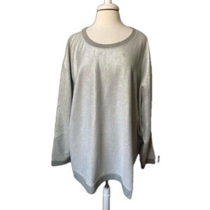 Roaman's NWOT Glitter Metallic Silver Long Sleeve Crewneck Cozy Sweatshirt 3-4X
